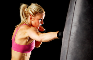 muscle training with punching bag